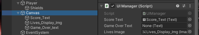 Variable “_GameOverText” unassigned as “None (Game Object)”